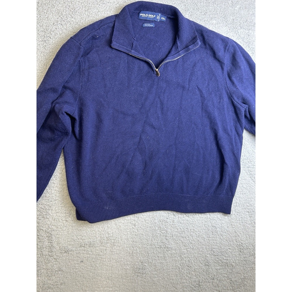 Polo Golf Ralph Lauren Zip Neck Pullover Sweater Men's XXL Wool Cashmere Vintage